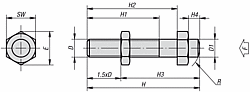 ADJUSTABLE THRUST BOLT M5WITH COUNTERNUT