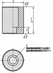 ROUND SUPPORT B=25, A=16FOR SCREW M8