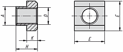 NUT FOR T-SLOT 8, M6         STEEL